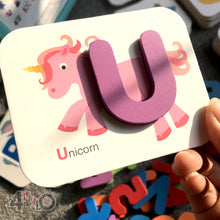 Load image into Gallery viewer, Alphabet Flash Cards with 3D Blocks
